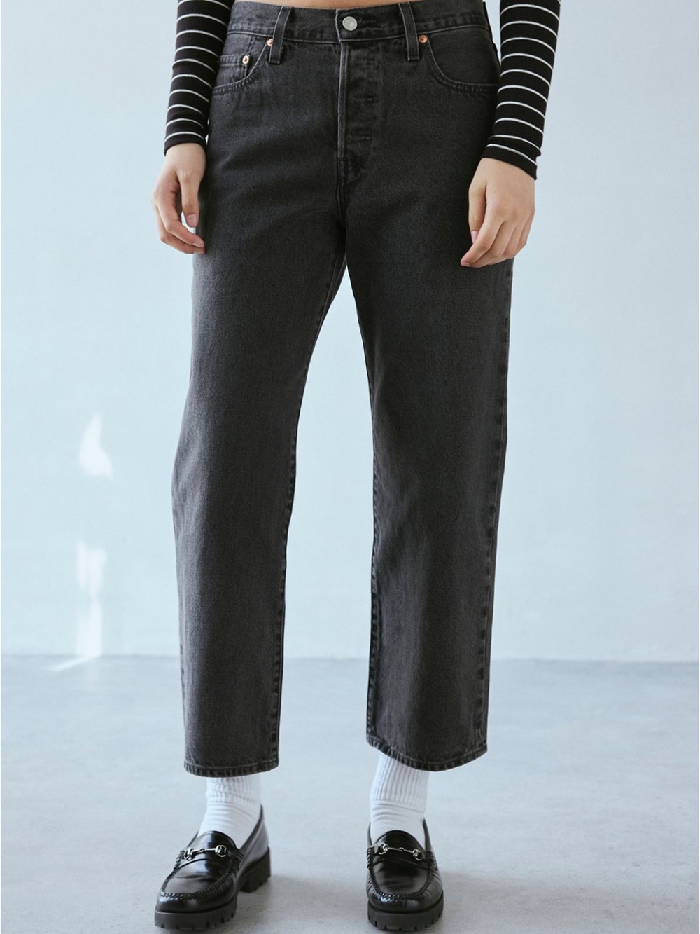 Levi's 501 90s Black Ankle Straight-Leg Jeans New